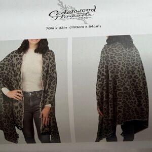 Cedarwood Leopard Print Shawl 76in x33in